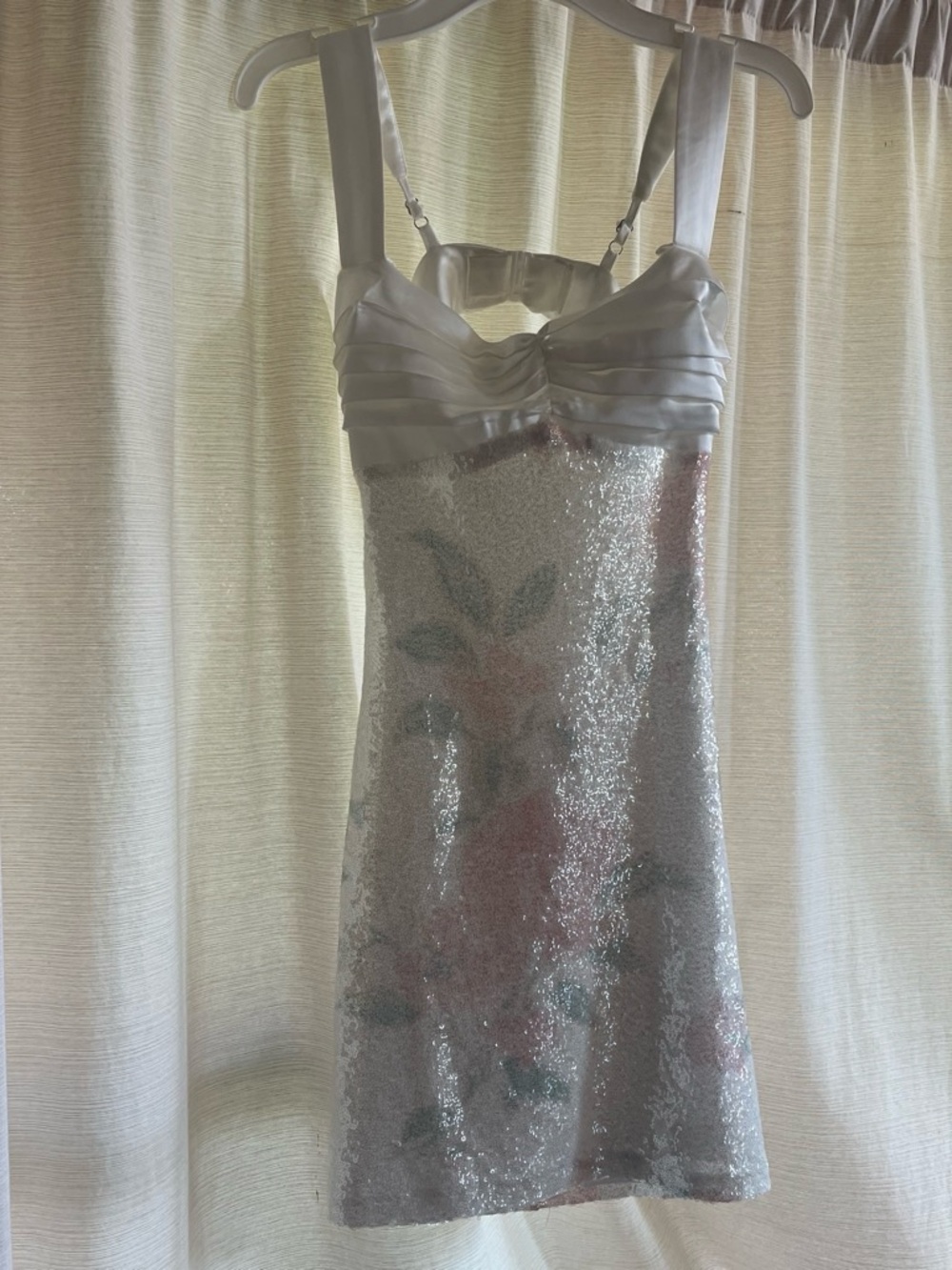 Windsor Silver Sequin Floral Slip Dress